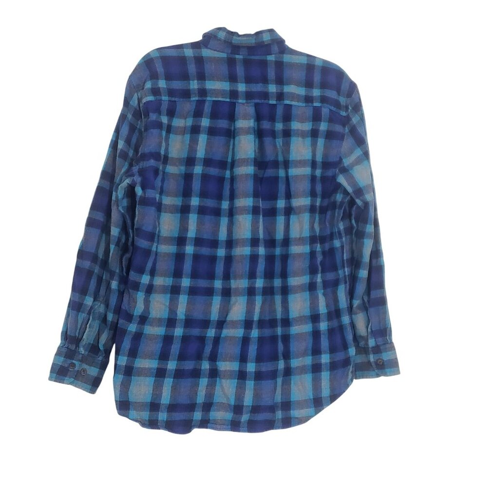 St Johns Bay Mens Plaid Button Down Shirt Size L Casual Blue Long Sleeve - Picture 2 of 7
